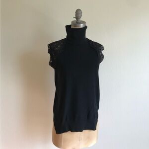 Ipekyol woven and lace sleeveless turtleneck top - S